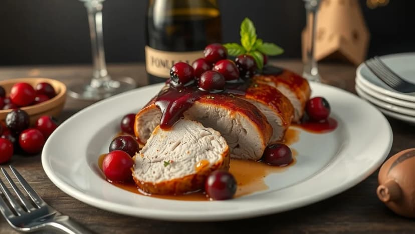 Fläskytterfile i sockerkaksform med lingon